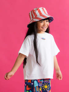 Kids Accessories: Bucket Hat - Sticker Book AOP Reversible