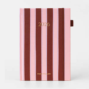 Journals Diaries: 2026 A5 Vertical Planner - Burgundy Stripe