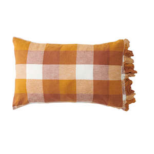 Pillowcases Euros: Biscuit Check Pillowcases - Ruffle
