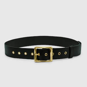 Brie Leon: Everyday Buckle Belt - Black/ Gold