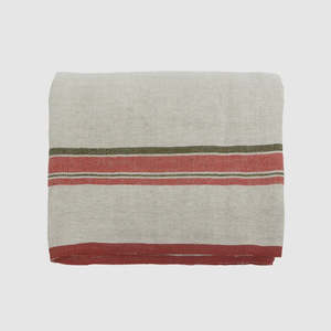 Linen: Red Selvedge Stripe Linen Tablecloth