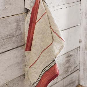 Red Selvedge Stripe Linen Teatowel