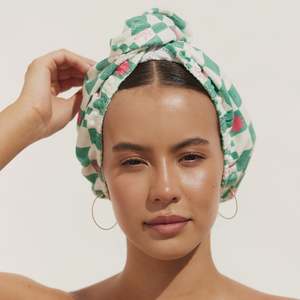 Hair: RIVA Hair Towel Wrap in Green Check