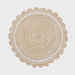 Placemat Scalloped - Natural w/White