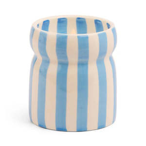 Home Fragrance Candles Diffusers: CABANA BLUE STRIPED CANDLE - LOST AT SEA