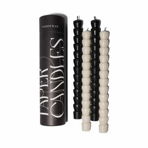 Home Fragrance Candles Diffusers: PADDYWAX TAPER CANDLES - BLACK & WHITE 4PK