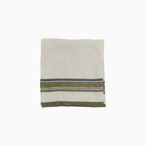 Linen: Green Selvedge Stripe Linen Napkin