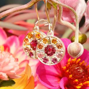 Gemstone Flower Inspired Earrings: Sunset bouquet earrings