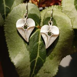Gemstone Flower Inspired Earrings: Cyclamen leaf earrings