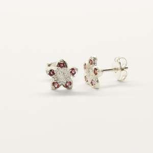 Gemstone Flower Inspired Earrings: Mulberry pink clematis studs