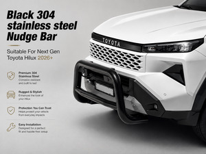 Nudge Bars: Black Stainless Steel Nudge Bar Suitable for Toyota Hilux N90 2026+