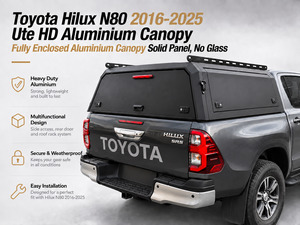 Canopy Drawers Package: Toyota Hilux N80 2016-2025+ Fully Enclosed Aluminum Canopy – Solid Rear Panel, No Glass