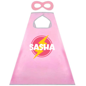 Personalised Items: Personalised Pink Super Hero Cape & Mask Set - Girls Costume NZ