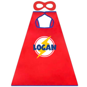 Personalised Items: Personalised Red Super Hero Cape & Mask Set - Classic Kids Costume NZ