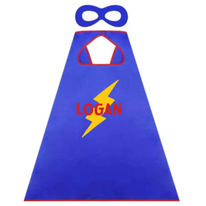 Personalised Blue Super Hero Cape - Custom Kids Costume NZ