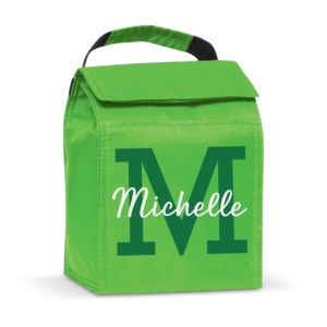 Personalised Items: Personalised Lunch Cooler  (NZ) Green Initial - Custom Kids Insulated Lunch Bag