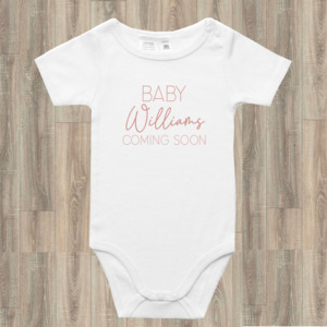 Personalised Coming Soon Baby Onesie - Pregnancy Announcement Gift NZ