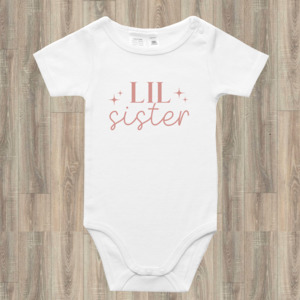 Brother Sister Tees: Lil Sister Onesie or Tee - Rose Gold