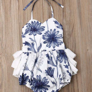 Products: Baby Blue Daisy Ruffle Romper Suit