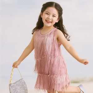 Girls Pink Art Deco Dress - Vintage Inspired Party Dress