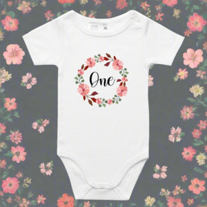 First Birthday Floral Wreath Onesie & T-Shirt - Beautiful Milestone Outfit