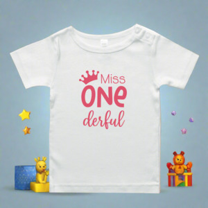 Miss Onederful T-Shirt or Onesie - Pink - First Birthday Outfit NZ