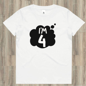 Fourth Birthday T-Shirt - I'm 4 Years Old (White, Pink or Blue)