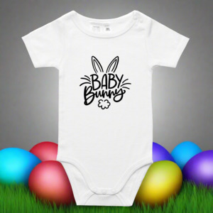 Baby Bunny Onesie - Soft Cotton in Black, Pink or Blue