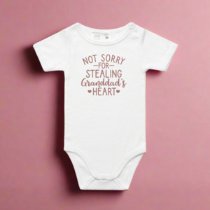 Not Sorry for Stealing Grandpa's Heart T-Shirt or Onesie - Grandparent Gift NZ