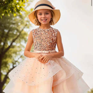 Sparkling Flower Girl Dress - Sequin Princess Wedding Dress with Train NZ