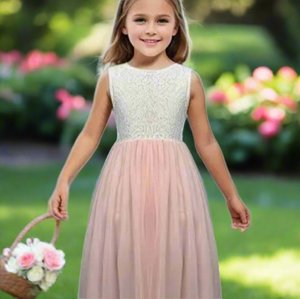 Dresses Tutus Accessories: Girls Lace Flower Girl Maxi Dress - Sleeveless Wedding Dress NZ