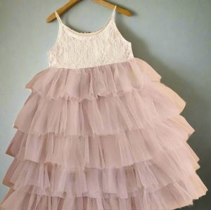 Girls Lace Flower Girl Tulle Dress