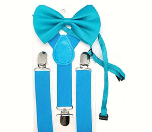 Sky Blue Suspenders & Bowtie Set