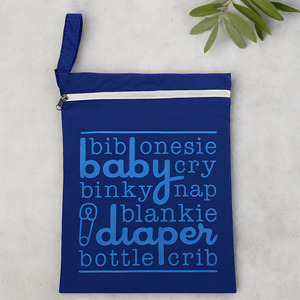 Babies Parent Gifts: Blue Waterproof Wet Bag for Baby - 29cm x 39cm with Zip & Pram Attachment