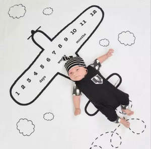 Baby Milestone Photography Mat Plane Theme - Monthly Photo Backdrop NZ