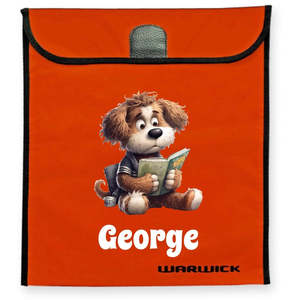 Personalised Items: Large Orange Personalised Book Bag - Custom Kids School Book Bags NZ