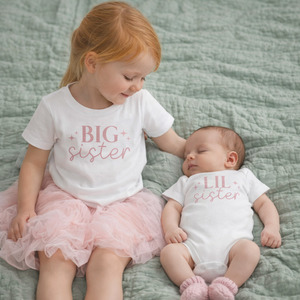 Brother Sister Tees: Big Sister Little Sister Matching Outfit NZ | Sibling Announcement Set