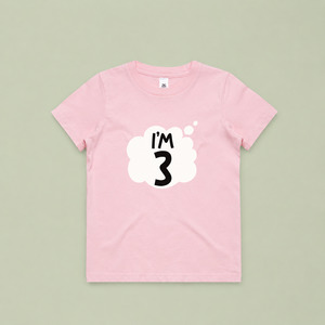 Age Tees: Third Birthday T-Shirt - I'm 3 Years Old (White, Pink or Blue)