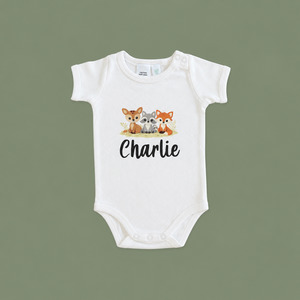 Personalised Woodland Animals Baby Onesie NZ