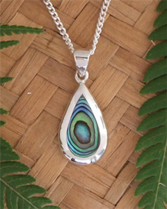Products: Tear Drop NZ Paua Sterling Silver Pendant & Chain