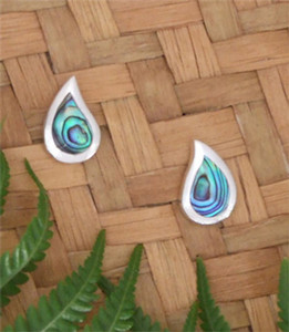 NZ Paua Stud Earring Pear Shaped