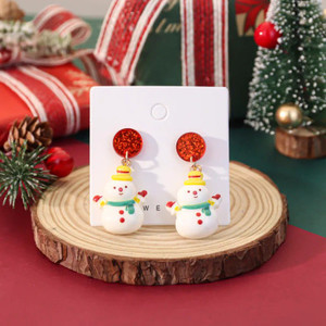 Products: Christmas earrings - snowman with yellow hat