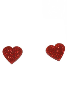 Glittery heart stud earrings - various colours