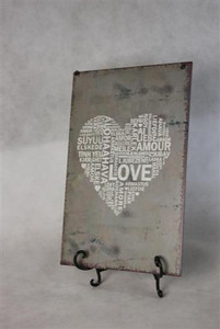 Products: Grey love heart metal sign