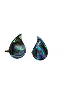 Products: NZ paua shell teardrop earrings - clip-ons