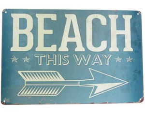 Products: Retro style tin sign - Beach this way