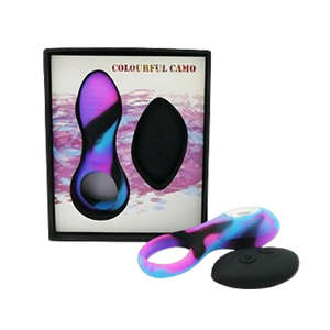 Colourful Camo Remote control cock ring