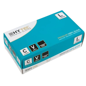 Products: Hytec Clear Vinyl Gloves, Powder Free (100 gloves/pack)