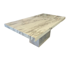 Dining Table: Waihi Marble Dining Table - Ariston White