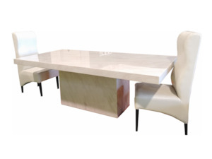 Waihi Marble Dining Table - Drama White